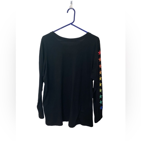 *sold* torrid Black Long Sleeved Top with Colorful Star Sleeves - Picture 2 of 6